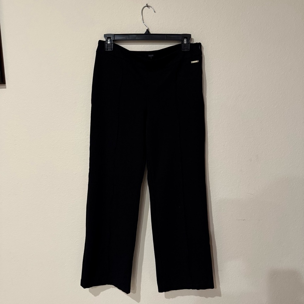 T Tahari Flat Front Pants Solid Stretch Ponte Wid… - image 1